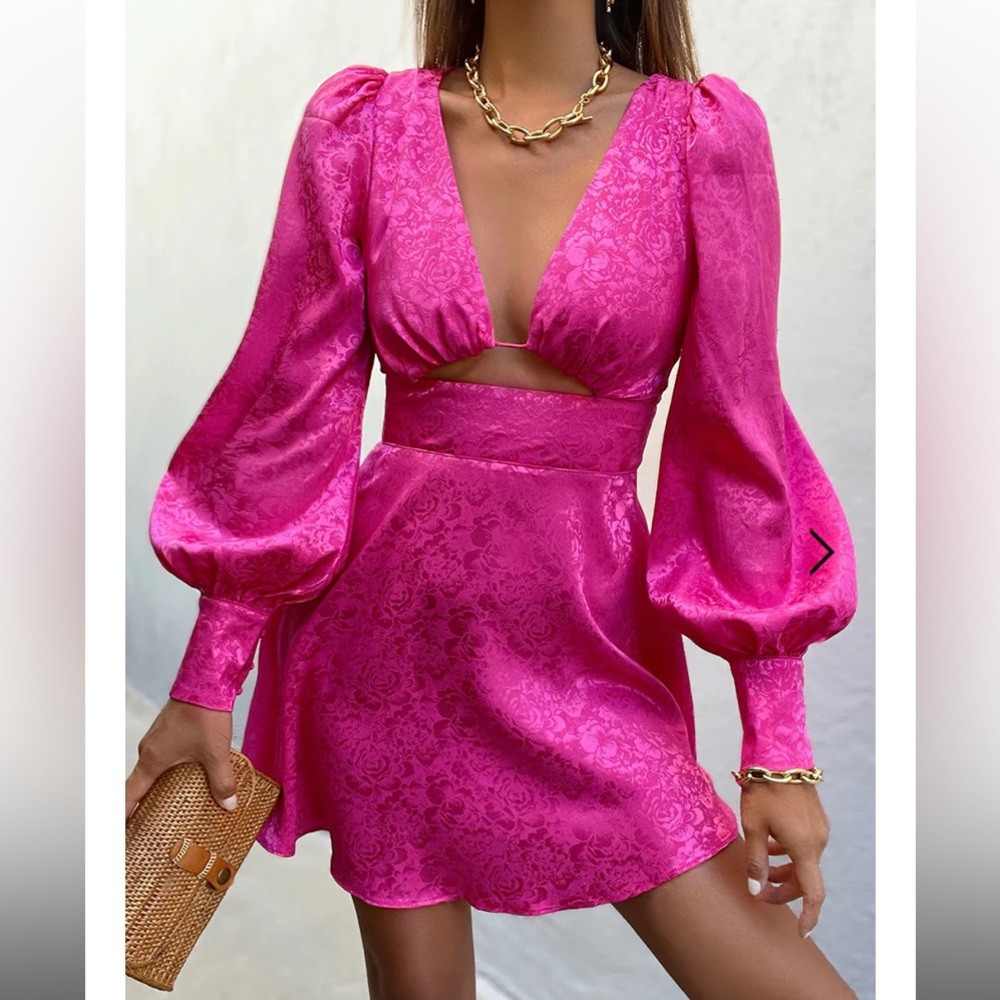 SEVEN WONDERS Hot Pink Satin Cutout Mini Dress